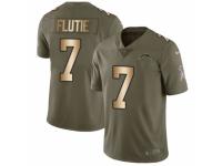 Youth Nike Los Angeles Chargers #7 Doug Flutie Limited Olive/Gold 2017 Salute to Service NFL Jersey