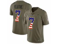 Youth Nike Los Angeles Chargers #7 Doug Flutie Limited Olive/USA Flag 2017 Salute to Service NFL Jersey