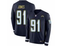 Youth Nike Los Angeles Chargers #91 Justin Jones Limited Navy Blue Therma Long Sleeve NFL Jersey