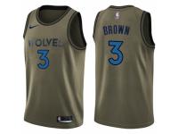 Youth Nike Minnesota Timberwolves #3 Anthony Brown Swingman Green Salute to Service NBA Jersey