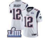 Youth Nike New England Patriots #12 Tom Brady White Vapor Untouchable Limited Player Super Bowl LIII Bound NFL Jersey