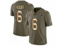 Youth Nike New England Patriots #6 Ryan Allen Limited Olive/Gold 2017 Salute to Service NFL Jersey