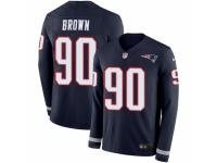 Youth Nike New England Patriots #90 Malcom Brown Limited Navy Blue Therma Long Sleeve NFL Jersey