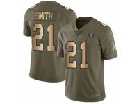 Youth Nike Oakland Raiders #21 Sean Smith Limited Olive/Gold 2017 Salute to Service NFL Jersey