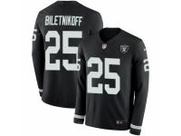 Youth Nike Oakland Raiders #25 Fred Biletnikoff Limited Black Therma Long Sleeve NFL Jersey