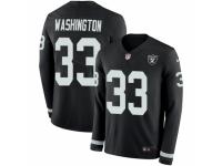 Youth Nike Oakland Raiders #33 DeAndre Washington Limited Black Therma Long Sleeve NFL Jersey