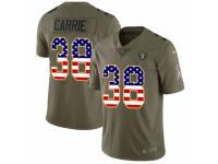 Youth Nike Oakland Raiders #38 T.J. Carrie Limited Olive/USA Flag 2017 Salute to Service NFL Jersey