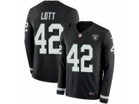 Youth Nike Oakland Raiders #42 Ronnie Lott Limited Black Therma Long Sleeve NFL Jersey