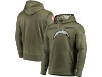 Youth Nike Olive Los Angeles Chargers Salute to Service Sideline Therma Performance Pullover Hoodie