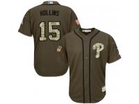 Youth Phillies #15 Dave Hollins Green Salute to Service Stitched Baseball Jersey