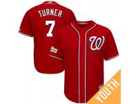 Youth Trea Turner #7 Washington Nationals 2017 Postseason Scarlet Cool Base Jersey