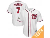 Youth Trea Turner #7 Washington Nationals 2017 Postseason White Cool Base Jersey