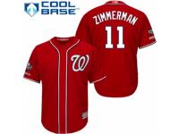 Youth Washington Nationals #11 Ryan Zimmerman Red Alternate 1 Cool Base 2019 World Series Champions Baseball Jersey