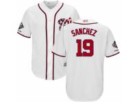 Youth Washington Nationals #19 Anibal Sanchez White Home Cool Base 2019 World Series Champions Baseball Jersey