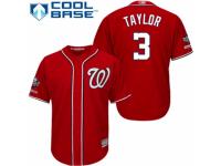 Youth Washington Nationals #3 Michael Taylor Red Alternate 1 Cool Base 2019 World Series Champions Baseball Jersey