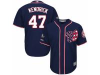 Youth Washington Nationals #47 Howie Kendrick Navy Blue Alternate 2 Cool Base 2019 World Series Champions Baseball Jersey