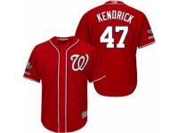 Youth Washington Nationals #47 Howie Kendrick Red Alternate 1 Cool Base 2019 World Series Champions Baseball Jersey