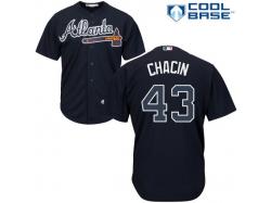 Navy Blue Jhoulys Chacin Men #43 Majestic MLB Atlanta Braves Cool Base Alternate Jersey