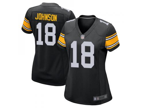 #18 Game Diontae Johnson Black Football Alternate Women's Jersey Pittsburgh Steelers