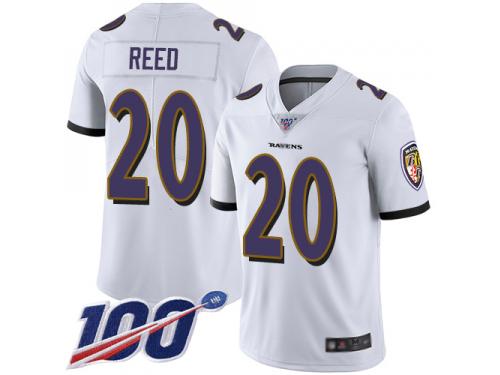 #20 Limited Ed Reed White Football Road Men's Jersey Baltimore Ravens Vapor Untouchable 100th Season