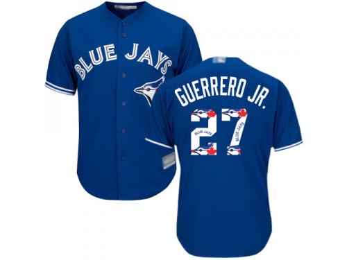 #27 Vladimir Guerrero Jr. Royal Blue Baseball Men's Jersey Toronto Blue Jays Team Logo Fashion Cool Base
