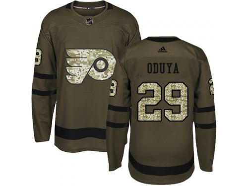 #29 Authentic Johnny Oduya Green Adidas NHL Men's Jersey Philadelphia Flyers Salute to Service