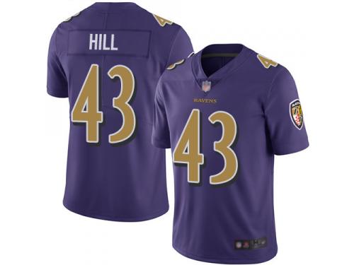 #43 Baltimore Ravens Justice Hill Limited Men's Purple Jersey Football Rush Vapor Untouchable