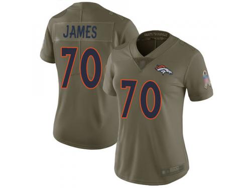 #70 Limited Ja'Wuan James Olive Football Women's Jersey Denver Broncos 2017 Salute to Service