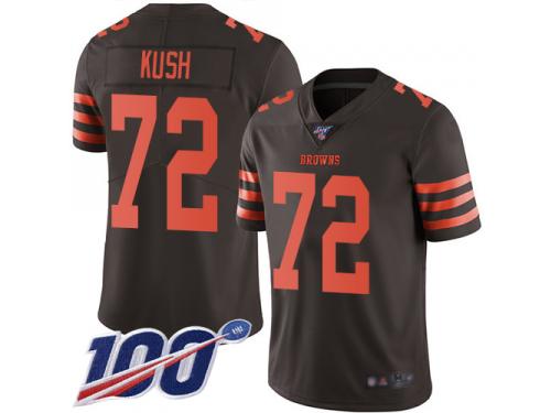 #72 Limited Eric Kush Brown Football Youth Jersey Cleveland Browns Rush Vapor Untouchable 100th Season