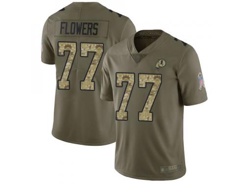 #77 Limited Ereck Flowers Olive Camo Football Men's Jersey Washington Redskins 2017 Salute to Service