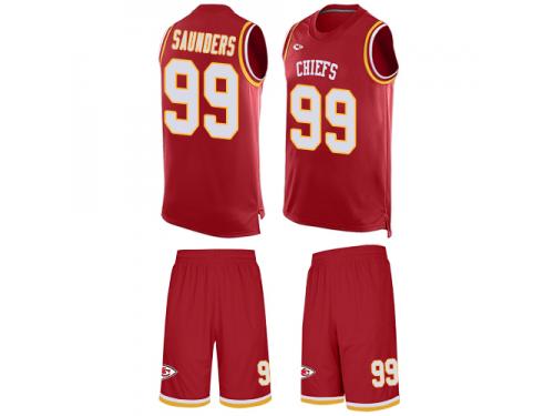 #99 Khalen Saunders Red Football Men's Jersey Kansas City Chiefs Tank Top Suit