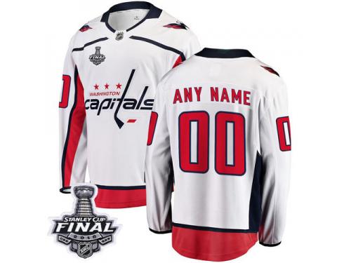 Customized Men's Fanatics Branded Washington Capitals White Away Breakaway 2018 Stanley Cup Final NHL Jersey