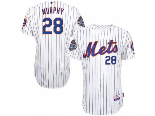 Daniel Murphy New York Mets Majestic Authentic Player Jersey with 2015 World Series Patch - White Royal