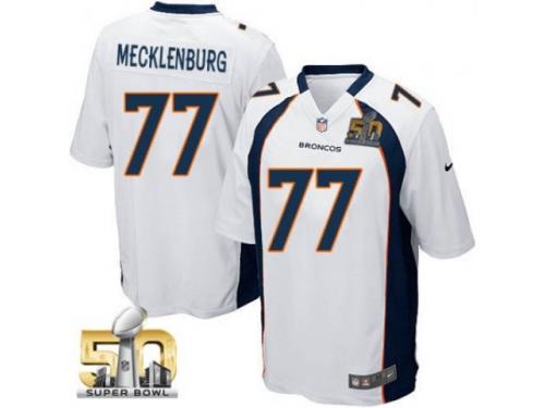 Game Karl Mecklenburg Men Jersey - Denver Broncos #77 Road White Super Bowl 50 Bound Nike NFL