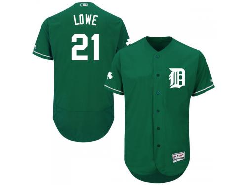 Green Celtic Mark Lowe Men #21 Majestic MLB Detroit Tigers Flexbase Collection Jersey