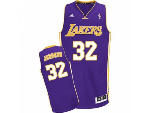 Men Adidas Los Angeles Lakers #32 Magic Johnson Swingman Purple Road NBA Jersey