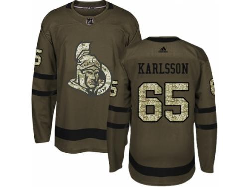 Men Adidas Ottawa Senators #65 Erik Karlsson Green Salute to Service NHL Jersey