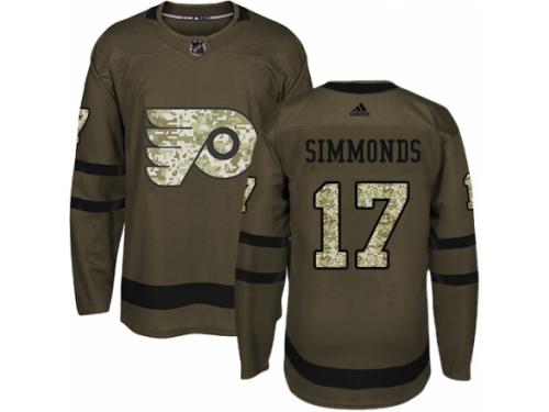 Men Adidas Philadelphia Flyers #17 Wayne Simmonds Green Salute to Service NHL Jersey