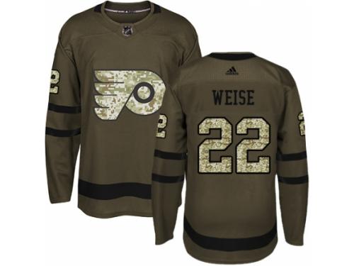 Men Adidas Philadelphia Flyers #22 Dale Weise Green Salute to Service NHL Jersey