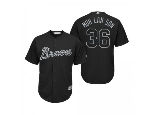Men Atlanta Braves Mark Melancon Muh Lan Son Black 2019 Players' Weekend Jersey