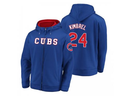 Men Chicago Cubs Craig Kimbrel Royal Matte Fleece Full-Zip Hoodie