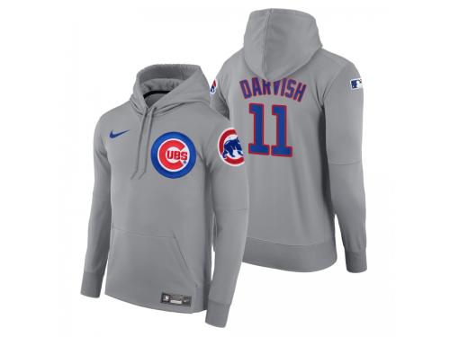 Men Chicago Cubs Yu Darvish Nike Gray Road Hoodie