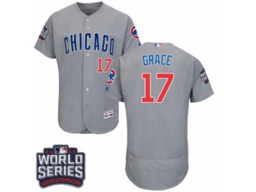 Men Majestic Chicago Cubs #17 Mark Grace Grey 2016 World Series Bound Flexbase Authentic Collection MLB Jersey