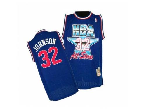Men Mitchell and Ness Los Angeles Lakers #32 Magic Johnson Swingman Blue 1992 All Star Throwback NBA Jersey