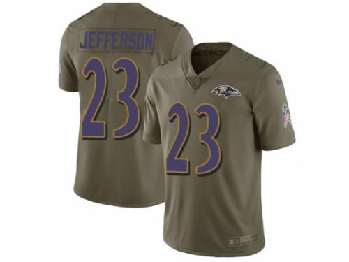 Men Nike Baltimore Ravens #23 Tony Jefferson Limited Olive 2017 Salute to Service NFL Jersey