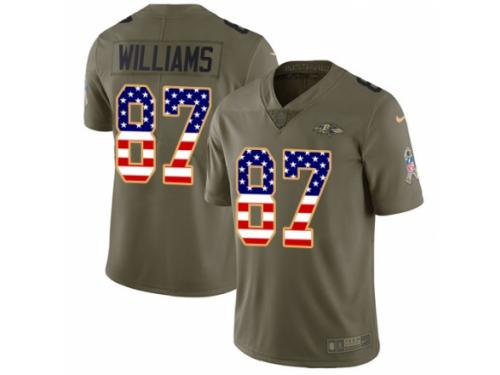 Men Nike Baltimore Ravens #87 Maxx Williams Limited Olive/USA Flag Salute to Service NFL Jersey
