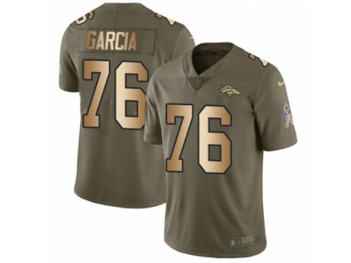 Men Nike Denver Broncos #76 Max Garcia Limited Olive/Gold 2017 Salute to Service NFL Jersey