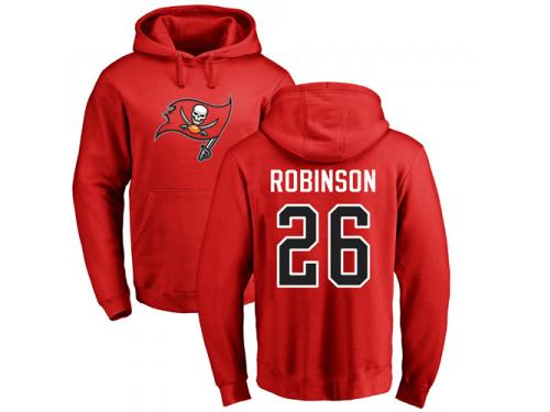 Men Nike Josh Robinson Red Name & Number Logo - NFL Tampa Bay Buccaneers #26 Pullover Hoodie