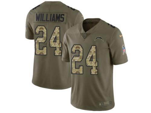 Men Nike Los Angeles Chargers #24 Trevor Williams Limited Olive/Camo 2017 Salute to Service NFL Jersey