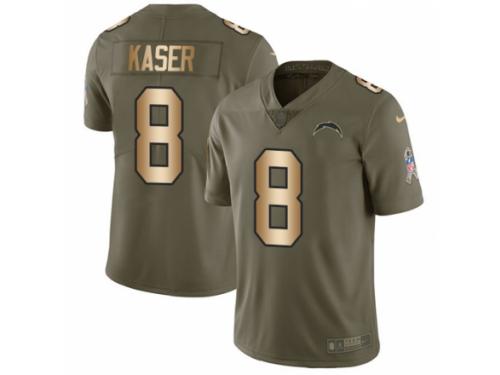 Men Nike Los Angeles Chargers #8 Drew Kaser Limited Olive/Gold 2017 Salute to Service NFL Jersey